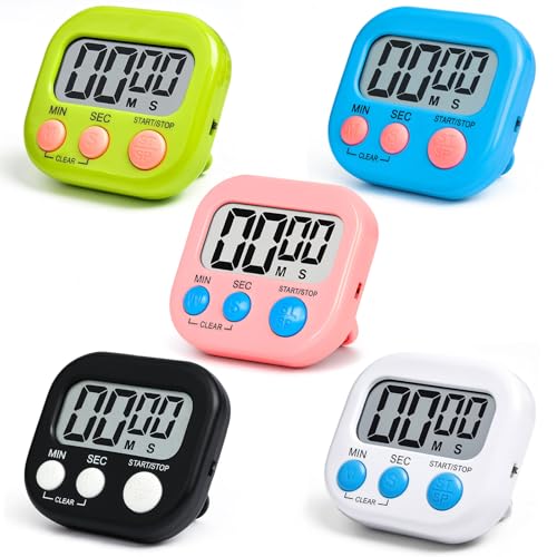 Magnetischer Timer 5 Stück Magnetische Stoppuhr Küchentimer, Küchentimer mit Großem LCD-Display Countdown-Uhr, Memory-Funktion für Büro Kochen Sport Klassenzimmer Magnetischer Timer 5 Stück Magnetische Stoppuhr Küchentimer, Küchentimer mit Großem LCD-Display Countdown-Uhr, Memory-Funktion für Büro Kochen Sport Klassenzimmer von Druuzyl