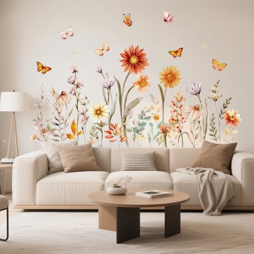 Wandtattoo Blumen Boho 90x30cm Wandtattoo Herbstblumen Schmetterlinge Wandaufkleber Wildblume Schmetterlinge Wandsticker Wanddeko für Schlafzimmer Wohnzimmer Flur Sofa Hintergrund Wandtattoo Blumen Boho 90x30cm Wandtattoo Herbstblumen Schmetterlinge Wandaufkleber Wildblume Schmetterlinge Wandsticker Wanddeko für Schlafzimmer Wohnzimmer Flur Sofa Hintergrund von Druuzyl