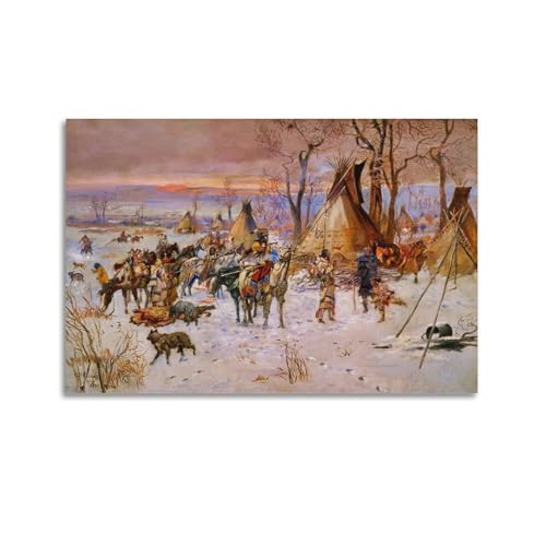 DryNda Charles Marion Ruseel Poster Indian Hunters' Return 1900 Leinwand Wandkunstdrucke Geschenke Foto Bild Gemälde Raumdekoration Heimdekoration 20 x 30 cm von DryNda