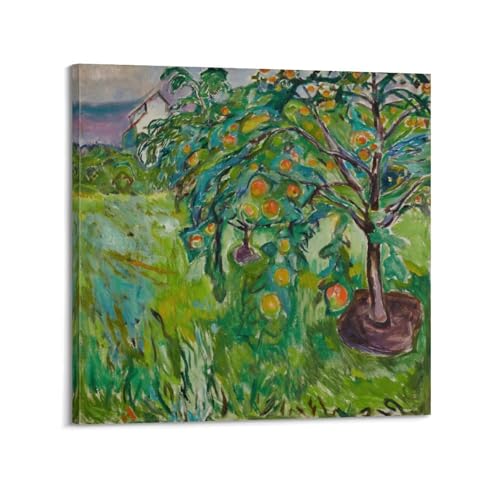 DryNda Edvard Munch Poster Apfelbaum, dekoratives Gemälde, Leinwand, Wandkunst, Wohnzimmer, Schlafzimmer, 50 x 50 cm von DryNda