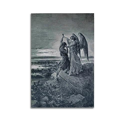 DryNda Gustave Doré Poster Jacob Wrestling with The Angel Artworks Picture Print Wall Art Painting Canvas Gift Decor Homes Decorative 20x30inch(50x75cm) von DryNda