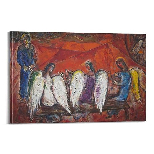 DryNda Marc Chagall Poster Abraham und die drei Engel, Wandkunst, Geschenke, Schlafzimmer-Drucke, Heimdekoration, hängendes Bild, Leinwand, Gemälde, 20 x 30 cm von DryNda