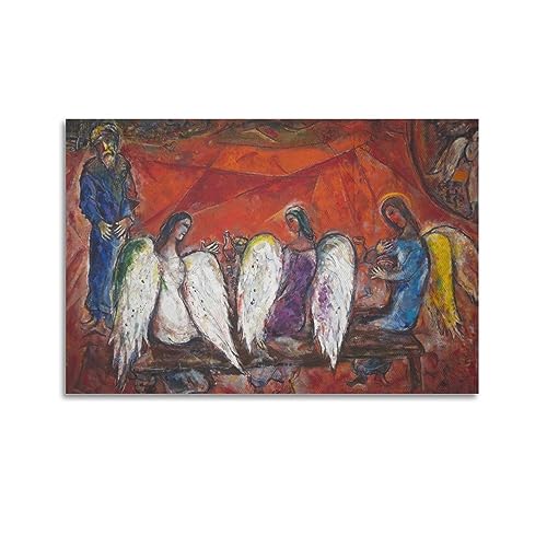 DryNda Marc Chagall Poster Abraham und die drei Engel, ästhetischer Druck, Kunst, Wandgemälde, Leinwand, Geschenke, moderne Schlafzimmer-Dekoration, 50 x 75 cm von DryNda