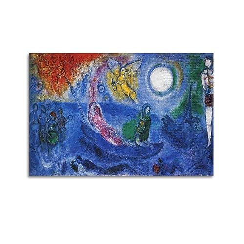 DryNda Marc Chagall Poster Marc Chagall The Concert Wandkunst Geschenke Schlafzimmer Drucke Heimdekoration Hängendes Bild Leinwand Gemälde 60 x 90 cm von DryNda