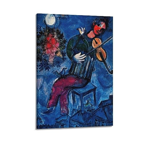 DryNda Marc Chagall Poster The Blue Fiddler Bild Druck Leinwand Wandfarbe Kunst Dekor Moderne Heimkunstwerke Geschenkidee 20 x 30 cm von DryNda