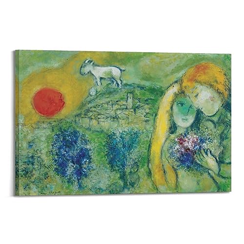 Marc Chagall Poster "The Lovers of Vence" auf Leinwand, Kunstdruck und Wandkunst, modernes Familienschlafzimmer-Dekor, 50 x 75 cm von DryNda