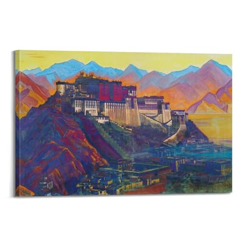 Nicholas Roerich Poster Tibet Castle Leinwandkunst und Wandkunst, Bild, Druck, moderne Familienschlafzimmer-Dekoration, 40 x 60 cm von DryNda