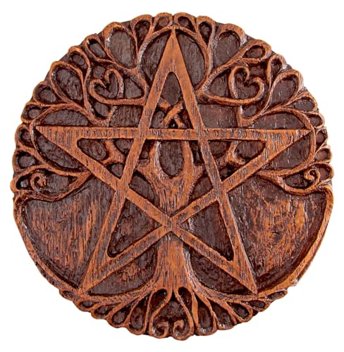 Dryad Design Baum-Pentakel-Wandschild, Holz-Finish, Wicca-Hexe, Heimdekoration von Dryad Design