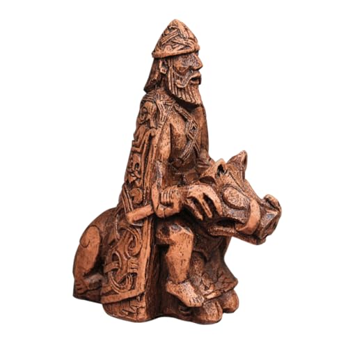Dryad Design Freyr Figur nordischer Gott der Fruchtbarkeit und des Wohlstands Statue – Wikinger heidnischer Altar Dekor (Holz-Finish) von Dryad Design
