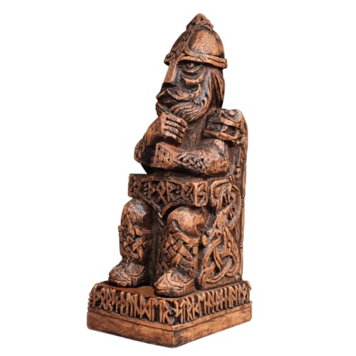 Dryad Design Thor Statue nordischer Donnergott 20,3 cm hoch – Holz-Finish, Wikingerdekoration für Zuhause oder Altar von Dryad Design