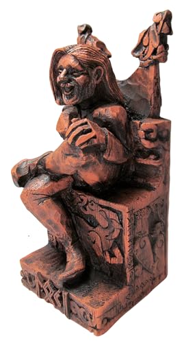 Dryad Design Sitzender Nordischer Gott Loki Statue, Holz-Finish von Dryad Design
