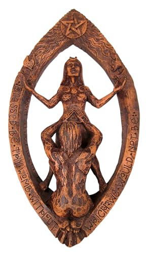 Dryad Design Wiccan Wandschild mit Mondmuster, Wandmontage, Holz-Finish, für heiligen Raum oder Zuhause von Dryad Design