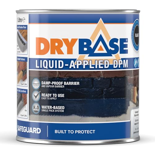Drybase DPM flüssige Dichtbeschichtung - Feuchtigkeitsisolierende Membran mit Bitumen freier Formulierung. (1 Liter, Schwarz) von Drybase