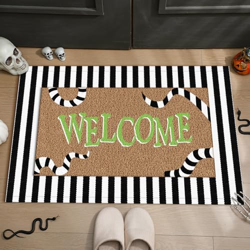 Drydiet Halloween-Fußmatten-Kombi-Set, Kokosfaser, Willkommens-Fußmatte mit gestreiftem Teppich für Halloween, Veranda, Eingangsbereich, Dekoration, Innen- und Außenbereich, Bodenmatte Drydiet Halloween-Fußmatten-Kombi-Set, Kokosfaser, Willkommens-Fußmatte mit gestreiftem Teppich für Halloween, Veranda, Eingangsbereich, Dekoration, Innen- und Außenbereich, Bodenmatte von Drydiet