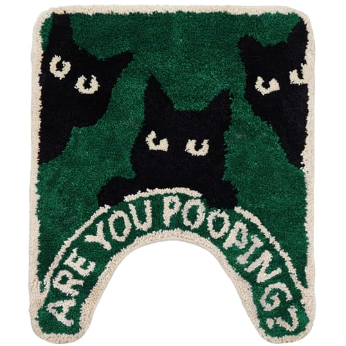 Drydiet Toilettenvorleger mit schwarzer Katze, U-förmig, waschbar, weich und saugfähig, rutschfeste Badematte, maschinenwaschbar, Badezimmer-Konturteppich für Toilettenboden, 61 x 50 cm Drydiet Toilettenvorleger mit schwarzer Katze, U-förmig, waschbar, weich und saugfähig, rutschfeste Badematte, maschinenwaschbar, Badezimmer-Konturteppich für Toilettenboden, 61 x 50 cm von Drydiet