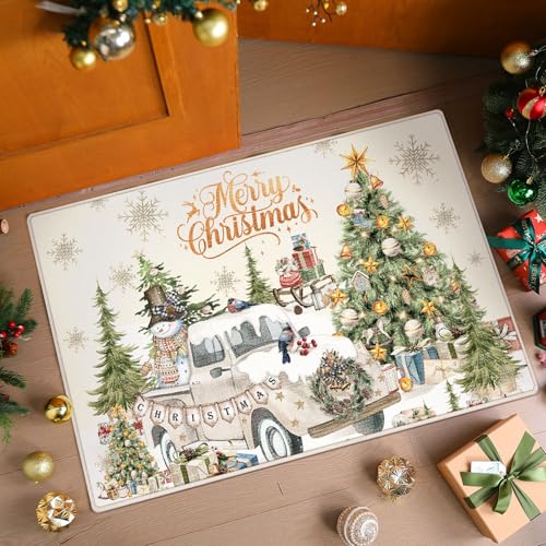 Drydiet Weihnachtlicher Küchenteppich, Weihnachts-Badteppich, rutschfest, waschbar, Bodenmatte, niedriger Flor, Überwurf, Teppich für Eingangsbereich, Schlafzimmer, Badezimmer, Waschküche Drydiet Weihnachtlicher Küchenteppich, Weihnachts-Badteppich, rutschfest, waschbar, Bodenmatte, niedriger Flor, Überwurf, Teppich für Eingangsbereich, Schlafzimmer, Badezimmer, Waschküche von Drydiet