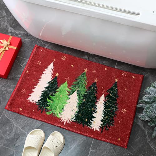 Drydiet Weihnachts-Badteppich, Weihnachtsbaum-Teppich für Badezimmer, Küche, Schlafzimmer, rutschfest, zottelig, waschbar, luxuriös, saugfähig, Badematten für Weihnachten, Winter, Urlaub Drydiet Weihnachts-Badteppich, Weihnachtsbaum-Teppich für Badezimmer, Küche, Schlafzimmer, rutschfest, zottelig, waschbar, luxuriös, saugfähig, Badematten für Weihnachten, Winter, Urlaub von Drydiet