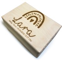 Geschenk Zur Geburt Taufe Geburtsbox Erinnerungxbox Regenbogen Holz Box Kiste Erinnerungs Geburts Mama Papa Baby Kind von DryssonHandmade