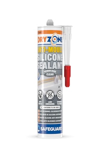 Dryzone Schimmelresistentes Sanitär Silikon (310 ml, Transparent) – Langlebiges wasserfestes Silikon, geringer VOC-Gehalt, ideal für Badezimmer und Küchen, geeignet für viele Materialien von Dryzone