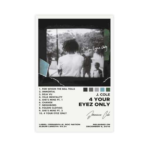 J Cole Poster "4 Your Eyez Only", Album, Leinwand, Poster, Schlafzimmer-Dekor, Sportlandschaft, Büro, Raumdekoration, Geschenk, ungerahmt: 20 x 30 cm von DsTrade