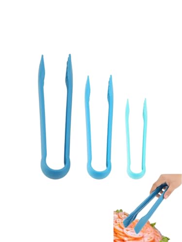 Toasterzange. Küchenzange aus lebensmittelechtem Kunststoff mit ergonomischem Griff, leicht zu reinigen, Set mit 3 antihaftbeschichteten Zangen für Eis, Fleisch und Lebensmittel, (Blau) von Dsacxixai