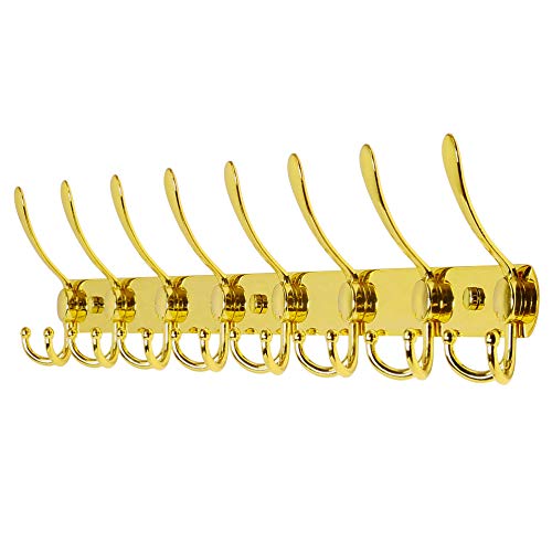 Dseap Garderobenleiste mit 8 haken, schwerlast 74cm Lang garderobenhaken, edelstahl wandgarderobe, kleiderhaken wand, hakenleiste garderobe für mantel hut handtuch handtasche, Gold von Dseap