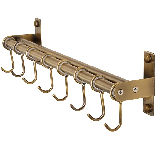 Dseap Pot Rack – Schiene zum Aufhängen von Töpfen und Pfannen mit 8 Haken, Doppelstangen, Topfaufhänger für die Küche, Wandmontage, Bronze von Dseap