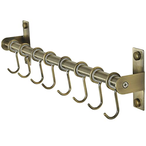 Dseap Pot Rack – Schiene zum Aufhängen von Töpfen und Pfannen mit 8 Haken, Topfaufhänger für die Küche, Wandmontage, Bronze von Dseap