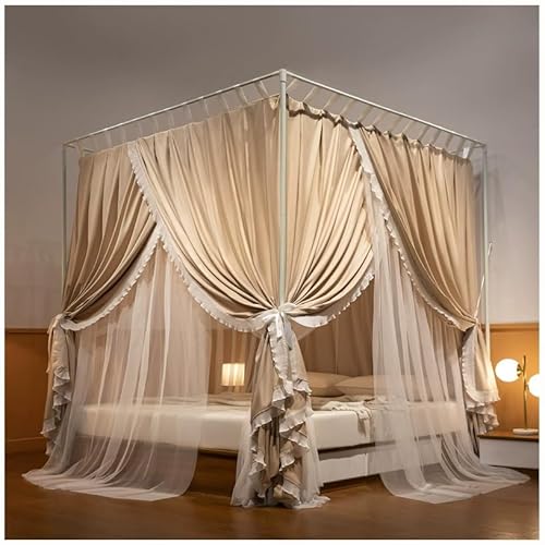 Dsejynxx moskitonetz Bett 200x200 4 Ecken Post Princess Moskitonetz Vorhänge Betthimmel-Doppellagig Transparent Mesh Baldachine Vorhänge Mädchen Zimmer Dekor(Color:A,Size:180 * 200CM) von Dsejynxx