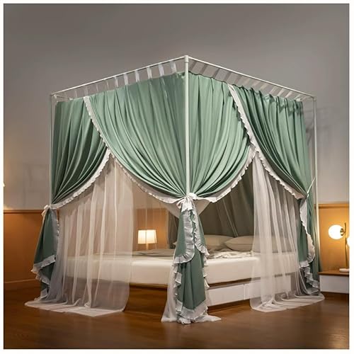 Dsejynxx moskitonetz Bett 200x200 4 Ecken Post Princess Moskitonetz Vorhänge Betthimmel-Doppellagig Transparent Mesh Baldachine Vorhänge Mädchen Zimmer Dekor(Color:B,Size:150 * 200CM) von Dsejynxx