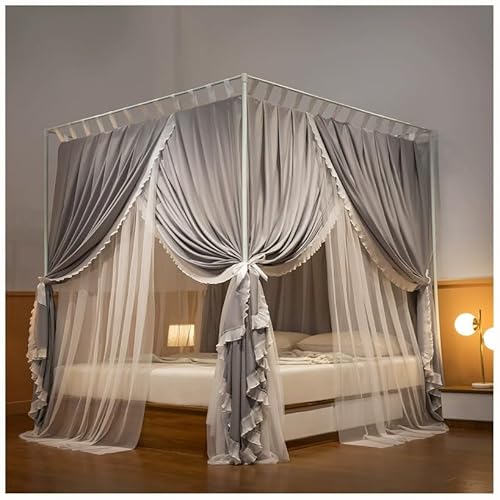 Dsejynxx moskitonetz Bett 200x200 4 Ecken Post Princess Moskitonetz Vorhänge Betthimmel-Doppellagig Transparent Mesh Baldachine Vorhänge Mädchen Zimmer Dekor(Color:D,Size:180 * 200CM) von Dsejynxx
