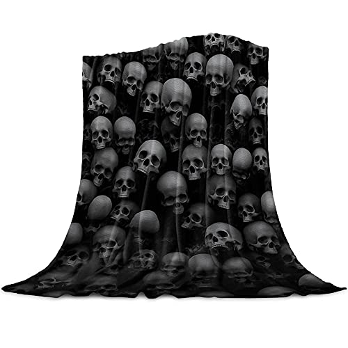 Totenkopf Wand Totenkopf Horror Gedruckt Flauschig Kuscheldecke Warme Weiche Flanelldecke als Tagesdecke SofaüBerwurf Wohnzimmer Couch Outdoor Picnic Plaid Schlafdecke-150x200cm von Dskjn