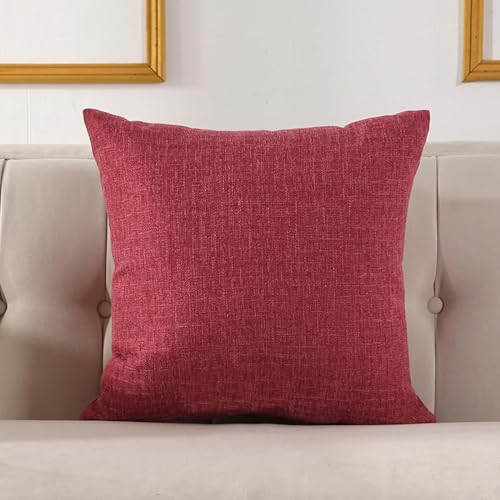40X40cm Kissenbezug Winter, Cushion Cover Einfarbig Leinen Rot 1 Stück für Sofa Bett Wohnzimmer von Dsnyu