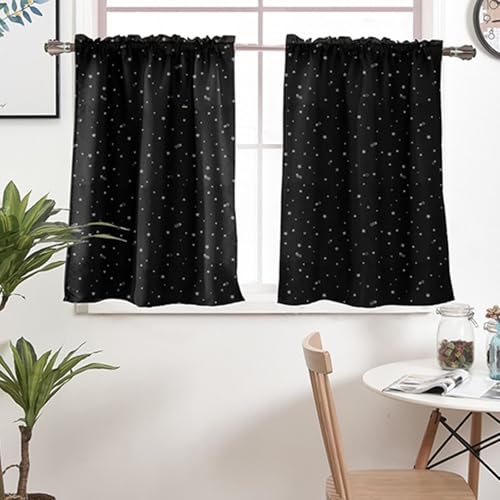 Dsnyu Bistrogardine Schwarz, Verdunkelungsvorhang Fenster Polyester Scheibengardinen Fenstergardinen Stern 2 Stück B 74 x H 60cm Dsnyu Bistrogardine Schwarz, Verdunkelungsvorhang Fenster Polyester Scheibengardinen Fenstergardinen Stern 2 Stück B 74 x H 60cm von Dsnyu