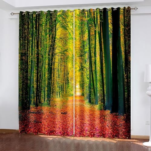Dsnyu Black Out Curtains for Window, Küchenvorhang Lang Grüne Fuchsie Polyester Waldweglandschaft Vorhänge 2er Set B 234 x H 214 cm Dsnyu Black Out Curtains for Window, Küchenvorhang Lang Grüne Fuchsie Polyester Waldweglandschaft Vorhänge 2er Set B 234 x H 214 cm von Dsnyu