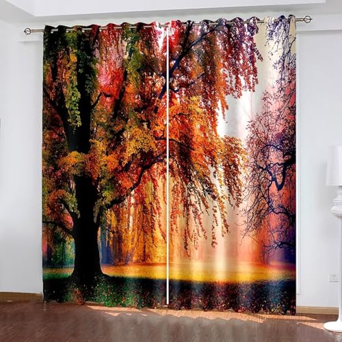 Dsnyu Curtains Bedroom, Gardinen Schlafzimmer Orange Grün Polyester Herbstwaldlandschaft Vorhänge 2er Set B 137 x H 229 cm Dsnyu Curtains Bedroom, Gardinen Schlafzimmer Orange Grün Polyester Herbstwaldlandschaft Vorhänge 2er Set B 137 x H 229 cm von Dsnyu