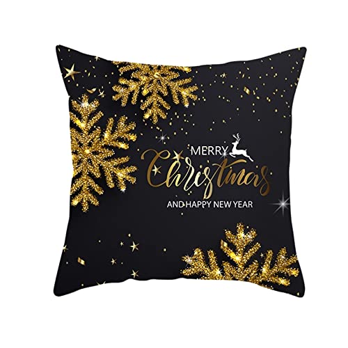 Dsnyu Elegante Weihnachten Dekorativ Kissenbezug, Schneeflocken Dekokissenhülle Polyester, Schwarz Gold Dekorative Kissenhülle für Weihnachten für Terrassen 40x40cm Dsnyu Elegante Weihnachten Dekorativ Kissenbezug, Schneeflocken Dekokissenhülle Polyester, Schwarz Gold Dekorative Kissenhülle für Weihnachten für Terrassen 40x40cm von Dsnyu