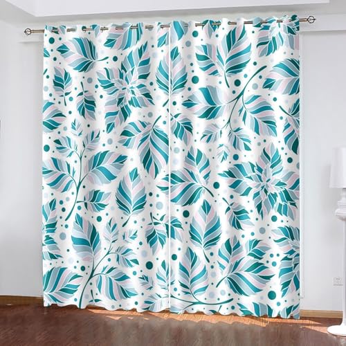 Dsnyu Gardine 160 Hoch, Vorhänge Wohnzimmer Lang Blau Polyester Blattmuster Vorhänge 2er Set B 86 x H 160 cm Dsnyu Gardine 160 Hoch, Vorhänge Wohnzimmer Lang Blau Polyester Blattmuster Vorhänge 2er Set B 86 x H 160 cm von Dsnyu