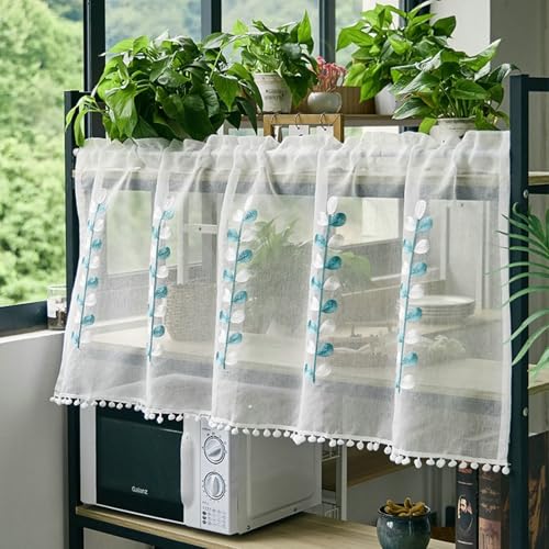 Dsnyu Gardine Küche Kurz, Gardinen Wohnzimmer Blau Weiß Polyester Scheibengardinen Kurzgardinen Spitze mit Blättermuster 1 Stück B 150 x H 60cm Dsnyu Gardine Küche Kurz, Gardinen Wohnzimmer Blau Weiß Polyester Scheibengardinen Kurzgardinen Spitze mit Blättermuster 1 Stück B 150 x H 60cm von Dsnyu