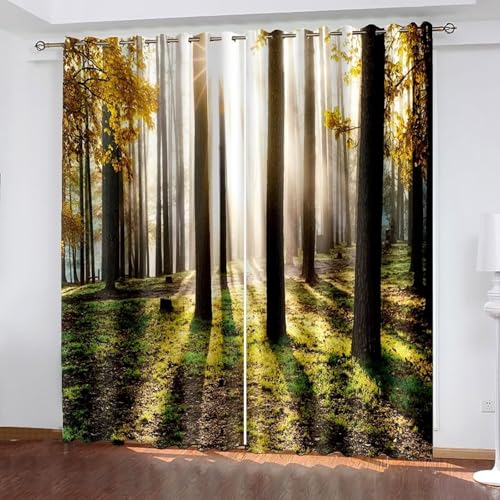 Dsnyu Gardine Modern, Gardinen Zum Einhängen Schwarz Gelb Polyester Bäume und Sonnenschein Landschaft Vorhang 2er Set B 86 x H 229 cm Dsnyu Gardine Modern, Gardinen Zum Einhängen Schwarz Gelb Polyester Bäume und Sonnenschein Landschaft Vorhang 2er Set B 86 x H 229 cm von Dsnyu