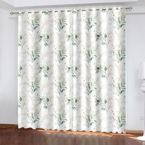 Dsnyu Gardine Verdunkelung, Gardine Modern Hellgrün Polyester Zweig und Blattmuster Vorhänge 2er Set B 152 x H 183 cm Dsnyu Gardine Verdunkelung, Gardine Modern Hellgrün Polyester Zweig und Blattmuster Vorhänge 2er Set B 152 x H 183 cm von Dsnyu