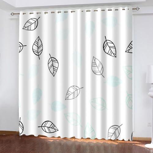 Dsnyu Gardine Verdunkelung, Gardinen Schlafzimmer Schwarz Weiß Polyester Blattmuster Vorhang 2er Set B 214 x H 214 cm Dsnyu Gardine Verdunkelung, Gardinen Schlafzimmer Schwarz Weiß Polyester Blattmuster Vorhang 2er Set B 214 x H 214 cm von Dsnyu