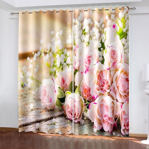 Dsnyu Gardine Verdunkelung, Vorhänge Elegant Rosa Polyester Blumenstrauß-Muster Dekoration 2er Set B 214 x H 274 cm Dsnyu Gardine Verdunkelung, Vorhänge Elegant Rosa Polyester Blumenstrauß-Muster Dekoration 2er Set B 214 x H 274 cm von Dsnyu