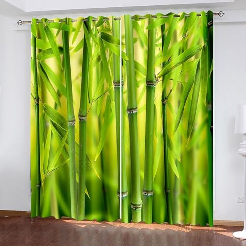 Dsnyu Gardine Wohnzimer, Polyester Vorhänge Grün Baum und Blattmuster Dekoration 2er Set B 132 x H 274 cm Dsnyu Gardine Wohnzimer, Polyester Vorhänge Grün Baum und Blattmuster Dekoration 2er Set B 132 x H 274 cm von Dsnyu