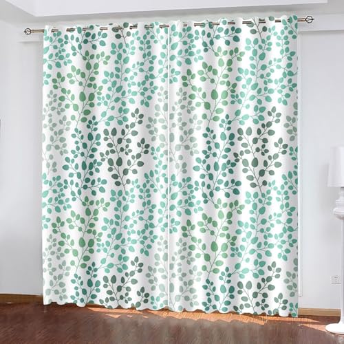 Dsnyu Gardine Wohnzimmer Fenster, Vorhänge Zum Einhängen Hellgrün Polyester Zweig und Blattmuster Vorhänge 2er Set B 107 x H 214 cm Dsnyu Gardine Wohnzimmer Fenster, Vorhänge Zum Einhängen Hellgrün Polyester Zweig und Blattmuster Vorhänge 2er Set B 107 x H 214 cm von Dsnyu