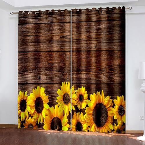 Dsnyu Gardinen Esszimmer, Vorhänge Verdunkelung Dunkelbraun Gelb Polyester Holzbrett und Sonnenblumenmuster Vorhänge 2er Set B 86 x H 138 cm Dsnyu Gardinen Esszimmer, Vorhänge Verdunkelung Dunkelbraun Gelb Polyester Holzbrett und Sonnenblumenmuster Vorhänge 2er Set B 86 x H 138 cm von Dsnyu