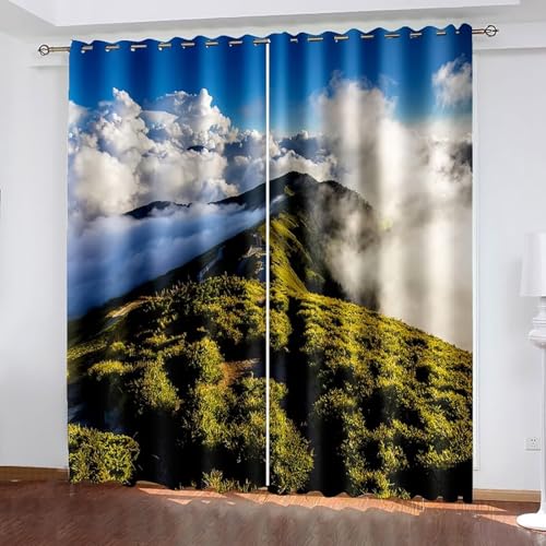 Dsnyu Gardinen Küche, Vorhänge Landhausstil Blau Grün Polyester Landschaft Berge und Wolken Dekoration 2er Set B 107 x H 183 cm Dsnyu Gardinen Küche, Vorhänge Landhausstil Blau Grün Polyester Landschaft Berge und Wolken Dekoration 2er Set B 107 x H 183 cm von Dsnyu