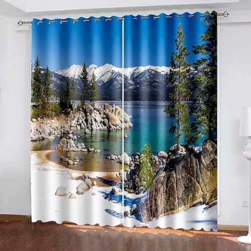 Dsnyu Gardinen Küche Lang, Gardinen Küche Blau Grün Polyester Bergsee und Baumlandschaft Dekoration 2er Set B 137 x H 244 cm Dsnyu Gardinen Küche Lang, Gardinen Küche Blau Grün Polyester Bergsee und Baumlandschaft Dekoration 2er Set B 137 x H 244 cm von Dsnyu