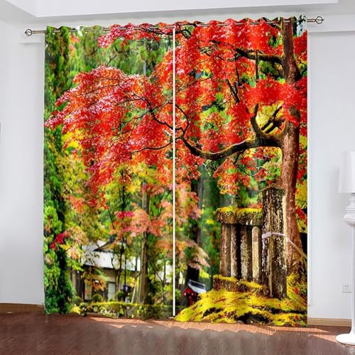 Dsnyu Gardinen Lang, Gardinen Landhausstil Rot Grün Polyester Bäume Landschaft Dekoration 2er Set B 214 x H 214 cm Dsnyu Gardinen Lang, Gardinen Landhausstil Rot Grün Polyester Bäume Landschaft Dekoration 2er Set B 214 x H 214 cm von Dsnyu