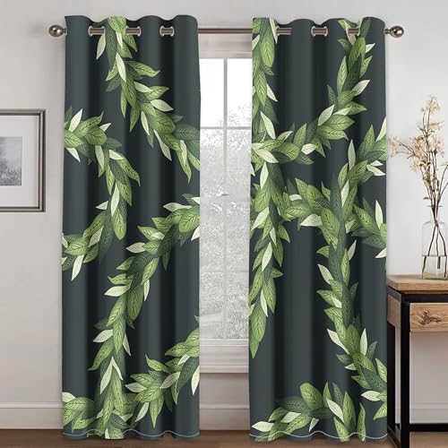 Dsnyu Gardinen Schlafzimmer, Vorhang Grün Blätter Polyester Dekoration 2er Set B 86 x H 183 cm Dsnyu Gardinen Schlafzimmer, Vorhang Grün Blätter Polyester Dekoration 2er Set B 86 x H 183 cm von Dsnyu